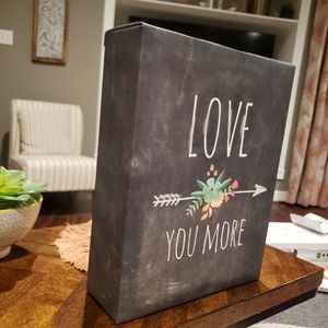 Small canvas print "Love you more"  looks like a chalk board background.